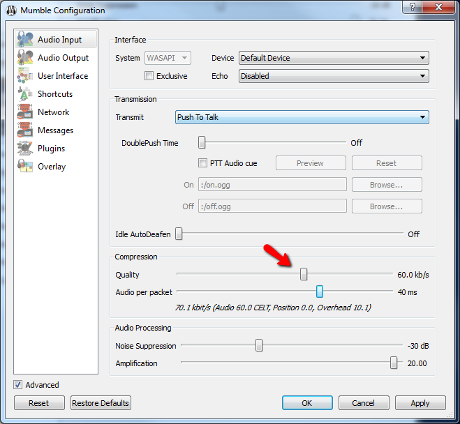 Mumble Robot Voice codec quality