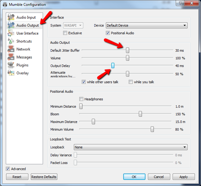 Mumble Robot Voice Jitter setting